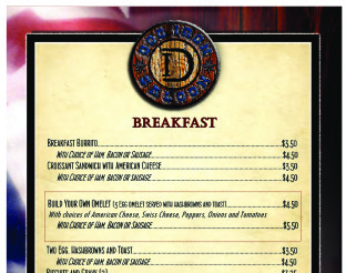 View Dog Iron Saloon Breakfast Menu